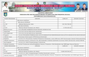 Laporan BKAD Lombok Barat Ringkasan APBD Yang Diklasifikasi Menurut Kelompok Dan Jenis Pendapatan, Belanja,Dan Pembiayaan Tahun Anggaran 2024