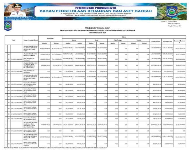 
					RINGKASAN APBD YANG DIKLASIFIKASIKAN MENURUT URUSAN PEMERINTAHAN DAERAH DAN ORGANISASI TAHUN ANGGARAN 2024