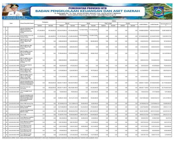 
					RINGKASAN APBD YANG DIKLASIFIKASIKAN MENURUT URUSAN PEMERINTAHAN DAERAH DAN ORGANISASI TAHUN ANGGARAN 2024