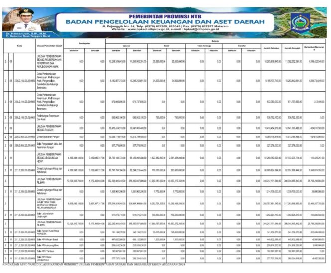 
					RINGKASAN APBD YANG DIKLASIFIKASIKAN MENURUT URUSAN PEMERINTAHAN DAERAH DAN ORGANISASI TAHUN ANGGARAN 2024