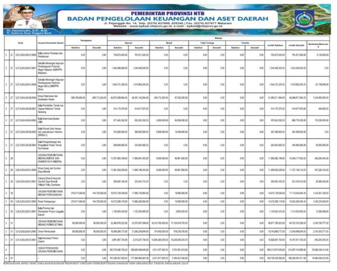 
					RINGKASAN APBD YANG DIKLASIFIKASIKAN MENURUT URUSAN PEMERINTAHAN DAERAH DAN ORGANISASI TAHUN ANGGARAN 2024