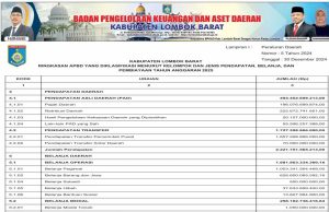 Ringkasan APBD yang Diklasifikasi Menurut Kelompok dan Jenis Pendapatan, Belanja, dan Pembiayaan TA 2025