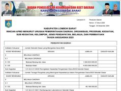 Rincian APBD menurut Urusan Pemerintahan Daerah, Organisasi, Program, Kegiatan, Sub Kegiatan, Kelompok, Jenis Pendapatan, Belanja, dan Pembiayaan Tahun Anggaran 2025