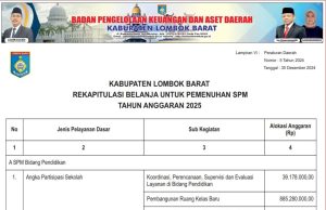REKAPITULASI BELANJA UNTUK PEMENUHAN SPM TAHUN ANGGARAN 2025