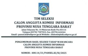 15 Peserta Calon Komisi Informasi NTB Lulus Tahap Seleksi Wawancara, Berikut Nama-namanya