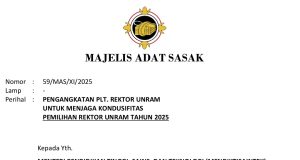 Majelis Adat Sasak Surati Menteri Mendiktisaintek, Minta Rektor Bambang Diganti dengan PLT