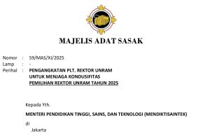 Majelis Adat Sasak Surati Menteri Mendiktisaintek, Minta Rektor Bambang Diganti dengan PLT