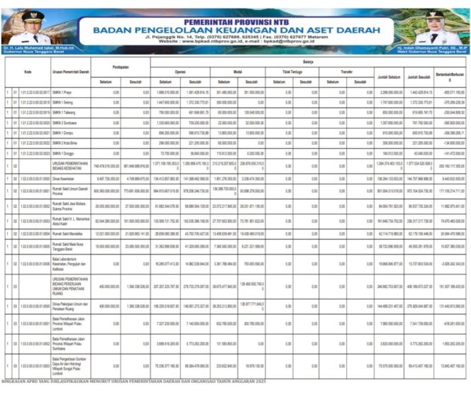 
					Ringkasan Apbd Yang Diklasifikasikan Menurut Urusan Pemerintahan Daerah Dan Organisasi Tahun Anggaran 2025