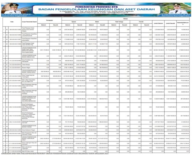 
					Ringkasan Apbd Yang Diklasifikasikan Menurut Urusan Pemerintahan Daerah Dan Organisasi Tahun Anggaran 2025