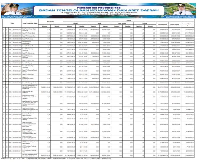 
					Ringkasan Apbd Yang Diklasifikasikan Menurut Urusan Pemerintahan Daerah Dan Organisasi Tahun Anggaran 2025