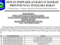 Lima Calon Komisi Informasi NTB Lulus Uji Kepatutan dan Kelayakan