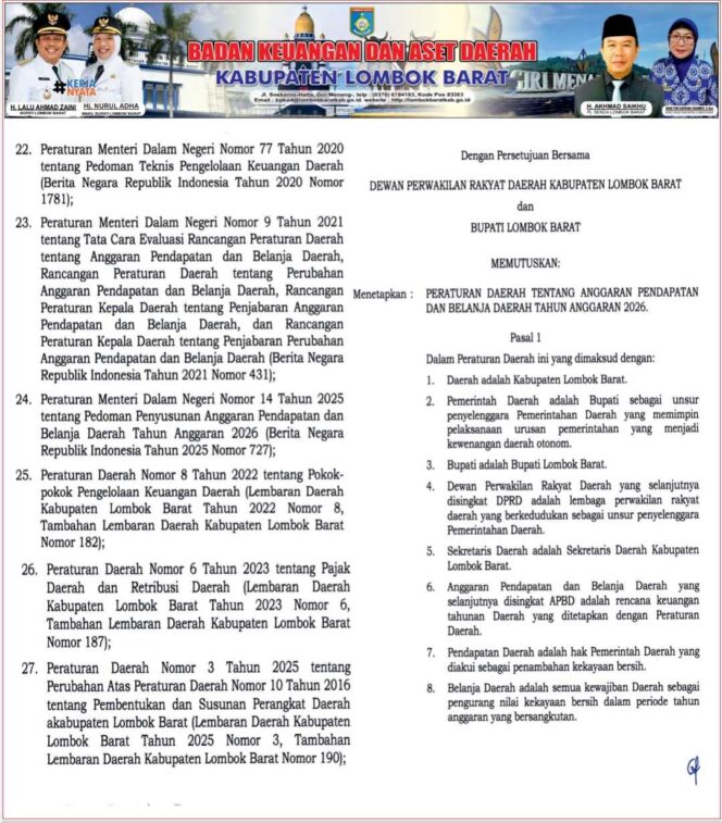 
					Laporan Keuangan BPKAD Lombok Barat