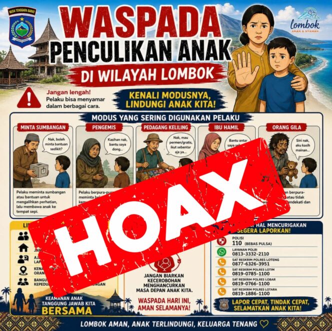 
					Isu Penculikan Anak Itu Hoaks, Pemprov NTB Minta Warga Jangan Mudah Terpancing