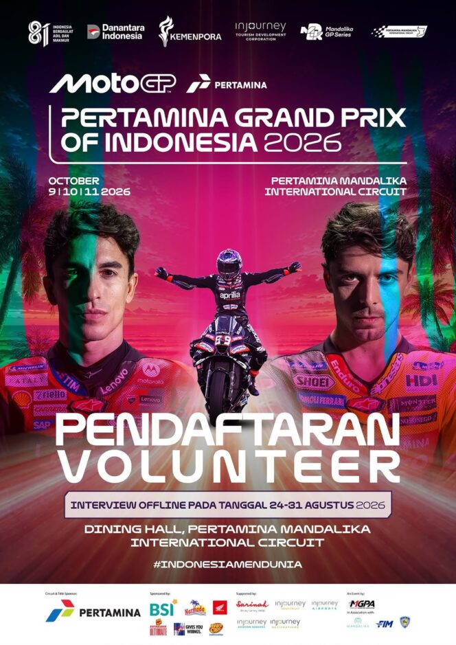 
					Pertamina Grand Prix of Indonesia 2026 Buka 2.500 Lowongan Volunteer untuk Warga NTB