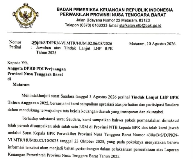 
					BPK Buka Dinamika Pos Dana BTT Pemprov NTB 2025: Dari Pergeseran Ratusan Miliar Hingga Temuan Kemahalan Harga