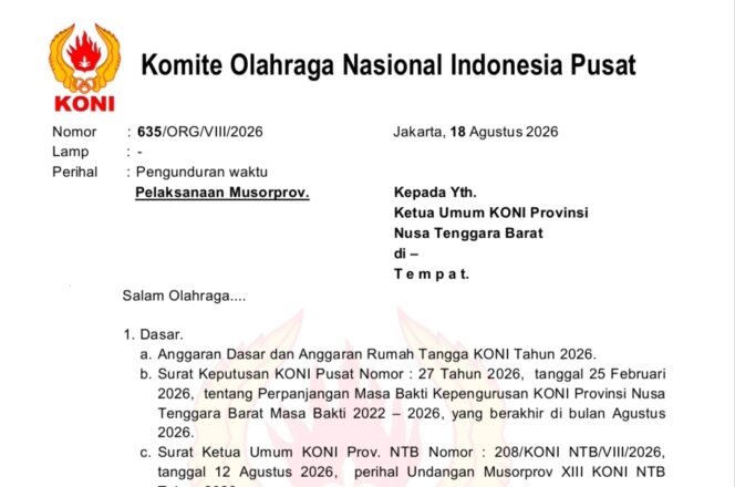 
					Musorprov KONI NTB Resmi Ditunda Hingga Akhir Agustus