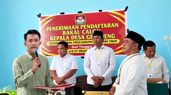 CALON KADES GERENENG – Muh Thahirul Hakim alias Bajang Young saat mendaftar sebagai calon Kepala Desa Gereneng, Jumat (23/10/2026).