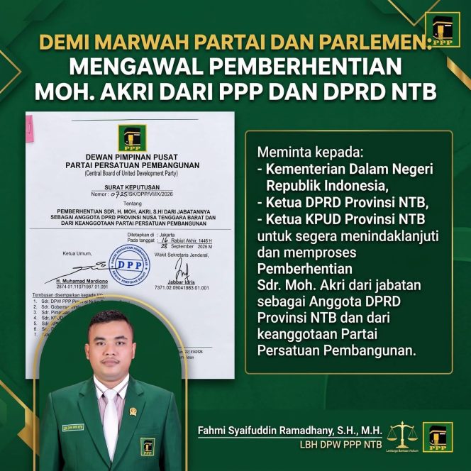 
					LBH PPP NTB Desak Kemendagri, KPUD dan DPRD Tindaklanjuti SK Pemecatan Akri